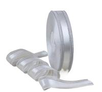 3pc (8 Meters/lot) 1'' (25mm) Gold Edge Satin Ribbons Packaging Ribbon Wedding(White Silver)