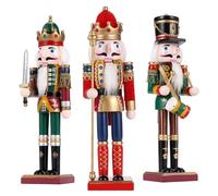3pc cascanueces de Navidad soldados 30 cm cascanueces de madera decoración de Navidad de chimenea, cascanueces de Navidad decoración de Navidad de Interior de personajes - rey, batería, espadachín