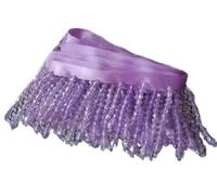 3pc Crystal Pendant Beaded Fringe Lace DIY Clothing Stage Home Curtain Trim Headwear Decorative Accessories(Brass)