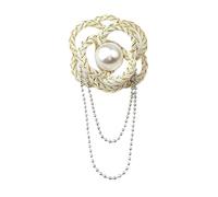 3pc Design Handmade Flower Brooch Camellia Pearl Tassel Pins Fashion Women Clothing Jewelry Accessories Corsage(Bead chain white)
