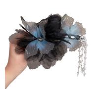 3pc Elegant Butterfly Hairgrips Flower Tassel Hair Claw Beads Grasping Clip Women(A)