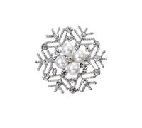 3pc Fashion Silver Series Pearl Flower Brooches Women Snowflake Rhinestone Brooch Pin Design Jewelry(XD2969-2)