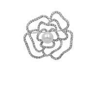 3pc Fashion Silver Series Pearl Flower Brooches Women Snowflake Rhinestone Brooch Pin Design Jewelry(XD6415-2)
