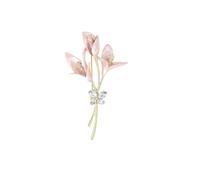 3pc Resin Tulip Brooch For Women Unisex Rhinestone Flower Pin Pearl Plant Lapel Banquet Party Backpack Gifts Jewelry Accessories(Pink2366)