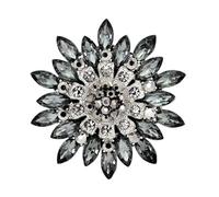 3pc Retro Men And Women's Fashion Versatile Brooches Shiny Crystal Big Flowers Rhinestone Pin Accessories Jewelry Gifts(Color-5)