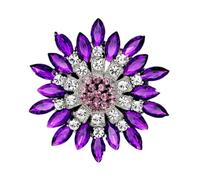 3pc Retro Men And Women's Fashion Versatile Brooches Shiny Crystal Big Flowers Rhinestone Pin Accessories Jewelry Gifts(Color-13)