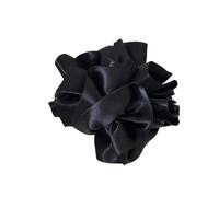 3pc Satin Flower Bud Banana Clip Fashion Padded Hair Clips For Women Back Head Hairpin Female Accessories(Black)