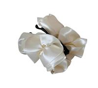 3pc Satin Flower Bud Banana Clip Fashion Padded Hair Clips For Women Back Head Hairpin Female Accessories(Beige)