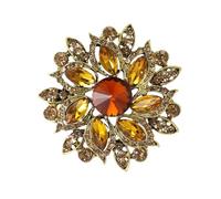 3pc Stylish Rhinestone Flower Brooches For Women Creative Crystal Glass Pins(Brown1831)