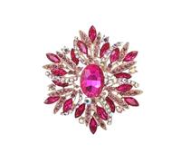 3pc Stylish Rhinestone Flower Brooches For Women Creative Crystal Glass Pins(Pink2899)
