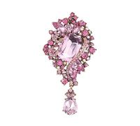 3pc Vintage Crystal Water-drop Brooches For Women Men Designer Elegant Rhinestone Flower Brooch Pin Party Office Jewelry Gift(XD7665-3)