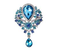 3pc Vintage Crystal Water-drop Brooches For Women Men Designer Elegant Rhinestone Flower Brooch Pin Party Office Jewelry Gift(XD7406-4)