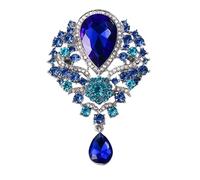 3pc Vintage Crystal Water-drop Brooches For Women Men Designer Elegant Rhinestone Flower Brooch Pin Party Office Jewelry Gift(XD7406-3)