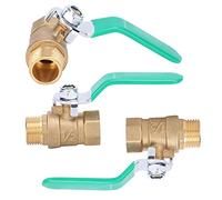 3Pcs 1/2in Brass Ball Valve, Water Pipe Shut Off Valve with Female and Male Thread, Thickened Corrosion Resistant Drain Switch for Hot Cold Water Gas Solar Piping System