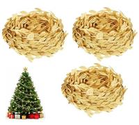 3pcs 20M Hojas Tiras de Regalo Cinta de Regalo Oro Serpentinas Artificiales Plantas Cintas Artificiales Vides con Hoja Dorada Decoración de Boda para DIY Artesanía Boda Fiesta Decoración