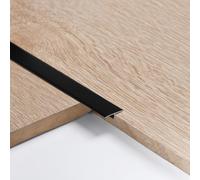 3pcs 2cm Banda de Transición para Suelos de Moldura T de Aluminio, Banda Divisoria Plana de Metal para Unir Huecos entre Suelos, Perfil de Laminado, Borde de Suelo y Banda de Cubrimiento,0.9M Negro