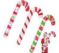 3pcs 88cm Bastones de Caramelo Inflables,Bastón de Caramelo Inflable de Navidad para Decoraciones Navideñas,con Patrón Impreso,para Decoración Navideña Interior y Exterior de Puerta de Entrada