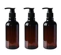 3PCS 8OZ Botellas plásticas de Pet marrón de Repuesto con Bomba Negra Champú Superior Frascos Gel Ducha Contenedores Almacenamiento Dispensadores para Maquillaje Cosméticos Artículos Aseo líquidos