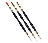 3PCS Acrylic nial art Brushes - doel Tip Nail Design Tools with Flat Paint and Fine lyne Heads | Reusable Double Ended Manicure Brush Set for Creative dy Gel Nails, Home Styling, Salon Decoration