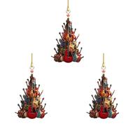 3pcs Adorno Navideño Rocando La Guitarra,acrílico 2D, Colgante Apilable para Coche con Forma De Guitarra Rockera, Decoración Colgante FestiveTrees para Amantes De La Música