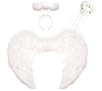 3pcs Angel Wings White Love Angel Wings with Halo & Wand,Angel Costume Ladies Wings Dark Angel Costume Kids Angel Wings Halloween Carnival Cosplay Accessories(60CM×45CM)