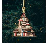 3PCS Book Christmas Ornaments, Books Christmas Tree Decoration, Book Stack Christmas Ornament, Christmas Tree Shape Bookshelf Pendant, Book Lover Christmas Ornament Gifts Home Party Decor
