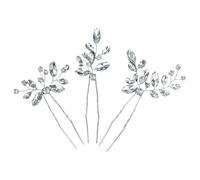 3Pcs Bridal Pin Metal Barrette Clip Hairpins Rhinestone Wedding Hairstyle Design Tools Women Hair Accessories(Color-25)