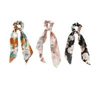 3pcs Bufanda de cabello Surcunchies Bufandas de cabello Juego de bandas floral Bownot Ponytail Bandas de cabello con colas largas