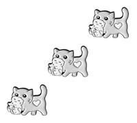 3pcs Cats Funny Plush Litter Animals Bag Cartoon Rainbow Cute Cat Brooch Stuffed Kitten Squishy Plushies Animal Light Grey