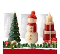 3Pcs Christmas Candle Molds - Cute Silicone Mold Set | Festive DIY Craft | Includes Snowman, Gift Box & Tree Shapes, Flexible Resin & Plaster Casting, For Holiday Party Decor & Handmade