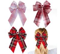 3Pcs Clips Para El Cabello Con Lazo, Clips Para El Cabello A Cuadros, Clips Para El Cabello Lindos, Clips Para El Cabello Retro, Accesorios Para El Cabello Para Niñas
