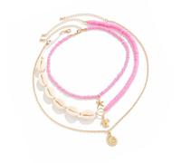 3pcs Conjunto De Collares De Estilos Hechos A Mano Playa Joyas La Cadena Del Cuello La Bordada Con Colgante E Imitación Perlas Cadena Cuello Colgante