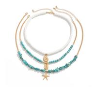 3pcs Conjunto De Collares De Estilos Hechos A Mano Playa Joyas La Cadena Del Cuello La Bordada Con Colgante E Imitación Perlas Cadena Cuello Colgante