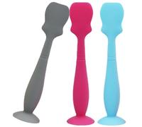 3pcs crema de pañales espátula silicona para bebé espátula para bebés aplicador de crema de pañales desmontable con taza de succión extremo alimento de grado impermeable a prueba de aceite flexi