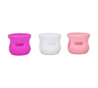3pcs Cubierta de biberones de vidrio Cubierta anticipada de alimentos Lavavajillas de silicona segura Cubierta de botellas infantiles contra otoño para botellas de 4 oz (Blanco+rosa+morado)