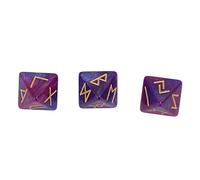 3Pcs Dados rúnicos, Dados para Juegos de rol de Mesa, Juego de Dados 8 Caras con Colores Vivos y Motivos místicos del Cielo Estrellado para Aprender astrología y Hacer predicciones (Púrpura Azul)