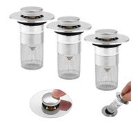 3Pcs Desague Lavabo,Desague Lavabo Click Clack,Tapón Pop Up para Lavabo,Universal Tapon Fregadero, Tapones de Desagüe Lavabo para Cocina, Baño, Lavabo, Bañera(34-40mm)
