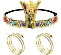 3pcs Disfraces de Carnaval tocadosde Cleopatra tocado egipcio pulsera de serpiente disfraz de halloween navidad carnaval disfraz escuela del Antiguo Egipto día egipcio fiesta retro mascarada