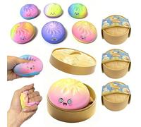 3PCS Dumpling Squishies,2026 Upgrade Dumpling Squishies Mystery Box,Colors Random Dumplings Stress Balls Fidget Sensory Toy,Stocking Stuffers with Food Steamer Stretchy Desk Toys,More Surprises