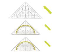 3PCS Escuadra y Cartabón con Regla Transparente y Transportador de Ángulos, Incluye Mango Ergonómico para Dibujos Técnicos, Matemáticas y Diseño, Ideal como escuadra y cartabon y regla dibujo tecnico
