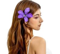 3pcs Fashion Elegance Lily Flower Hair Clip Girls Women Summer Beach Vacation Barrettes Multicolor Hairpin(Purple01)