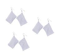 3pcs Fashion Square Sequin Tassel Earrings Long Earring Jewelry Wedding Banquet Party Decorations Tone for Women