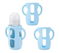 3pcs Fundas de silicona para botellas para Philips Avent, Anti-combustión y Anti-Caída Silicona Protector de Botella con Asa Funda de Botella Compatible con Philips Avent 240ml(azul)