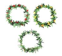 3pcs Hawaiian Leis | Assorted Color Tropical Party Garland | Simulated Flower Leaf Necklace for Beach/Luau/Themed Events | Non - Woven Fabric, Allergy - Safe & Resilient