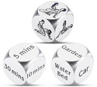3PCS Hexahedron Dices Boyfriend Day Gifts from Girlfriend Stuffers for Women Love Decision Dice for Couple - Silver Stainless Steel Dice - Position Dices Adult Party Gifts for Husband Wife