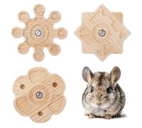 3pcs Juguete Giratorio para Chinchilla, 3 Estilos de Juguete de Madera para Roer para Chinchilla Juguete Interactivo Colgante para Mascotas Accesorio para Jaula para Hámsters Gerbiles Ratas Conejos