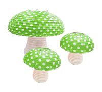 3Pcs Large Green Mushroom Lanterns for Forest Jungle Wonderland Themed Easter Baby Shower Cottagecore Birthday Decorations Hanging 3D Mushro