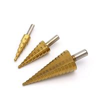 3PCS Large Step Cone Steel Spiral Grooved Step Drill Bit Set Hole Cutter Cut Tool 4-12/20/32mm Wood Box