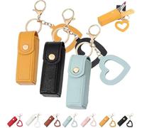 3pcs, Llavero de Aceite Labial, Llavero de lápiz Labial, Estuche de lápiz Labial Mini de Cuero para Mujeres para el Almacenamiento de Viajes,3Pcs A