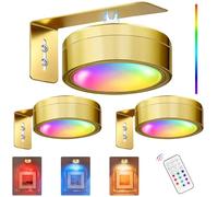 3PCS Luz Cuadros Sin Cable con Mando, RGB 13 Colores, con Mando a Distancia, LED Magnético, Alimentado por Pilas, Adecuado para Carteles Artísticos, Exposiciones, Galerías, Marcos de Dardos, Vitrinas